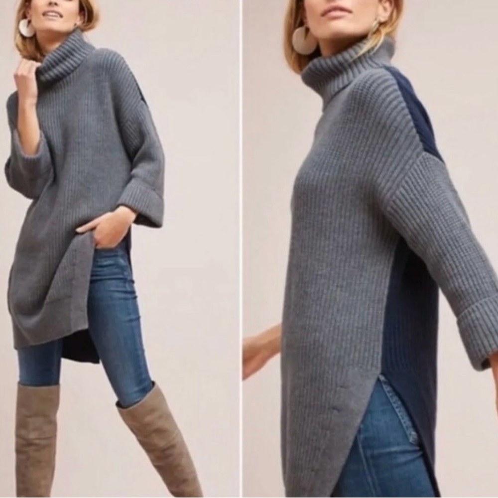 MOTH by Anthropologie Long Tunic Turtleneck Sweater- Size Large